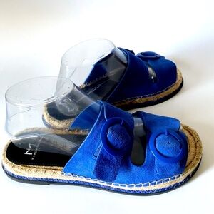 Marc Fisher Blue Suede Ramba Espadrille Slide Sandals